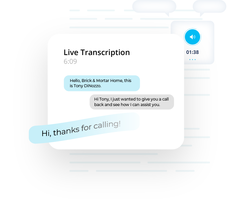visualization of a live transcription