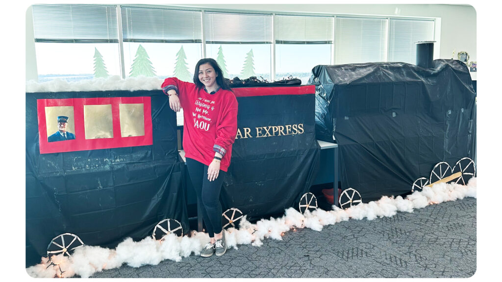 CTM employee by their rendition of the Polar Express train