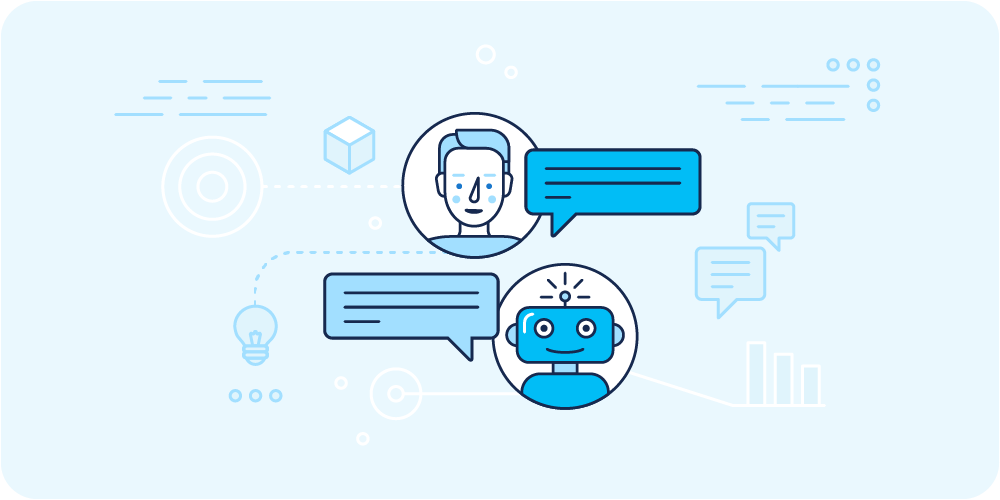 Blue colored AI chat and text image