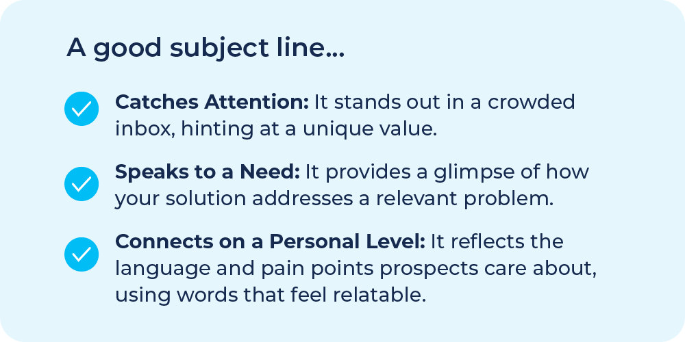 summary graphic outlining what makes a good email subject line