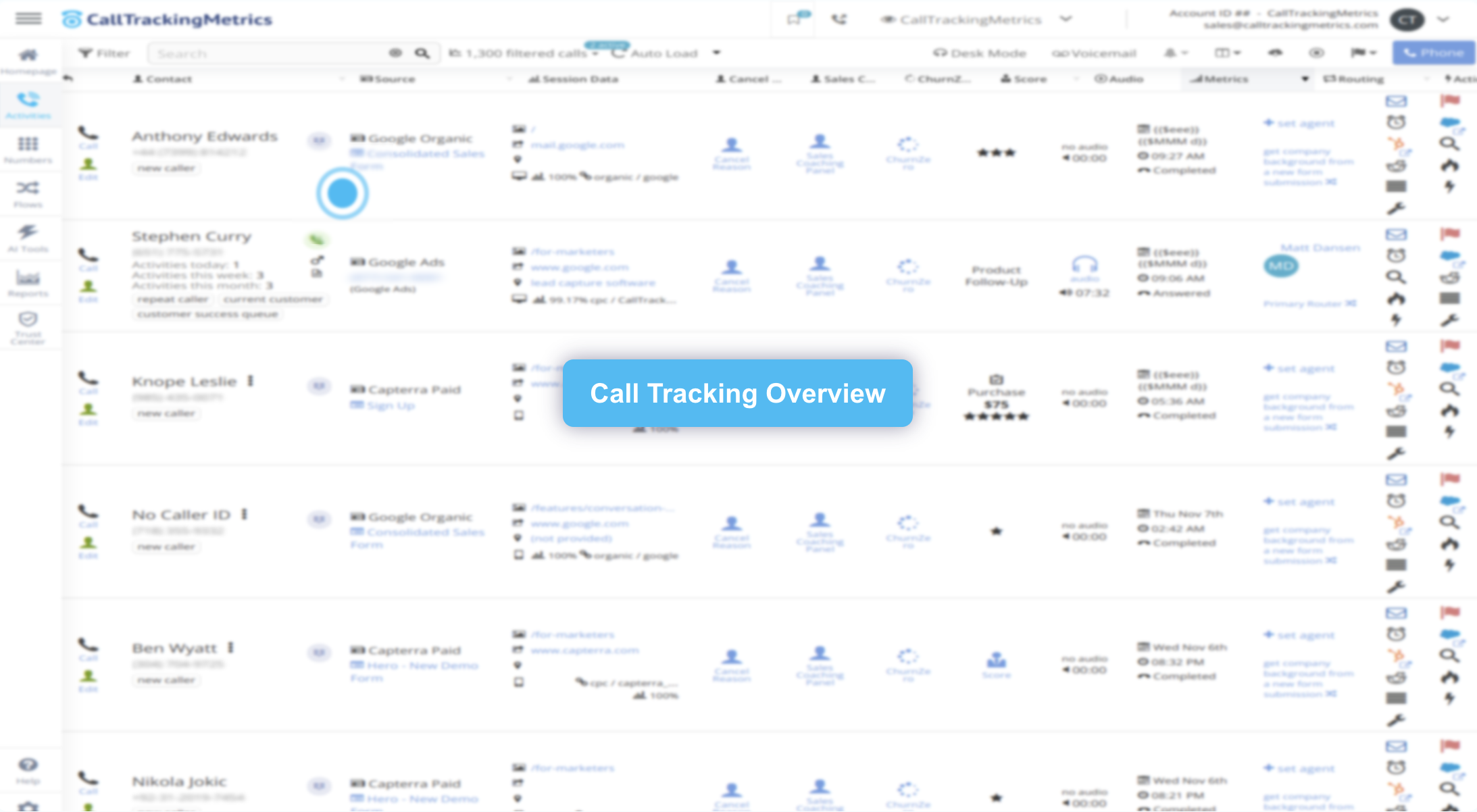 Call Tracking Overview Tour